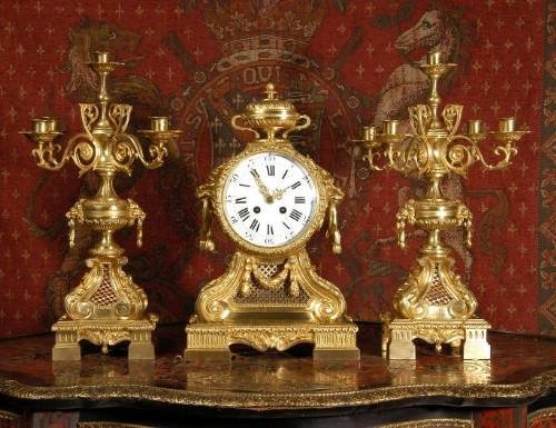 fig 1. ***** SOLD ***** Large and Magnificent Clock Set ~ French - Circa 1890 ~